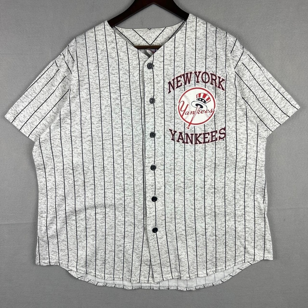 Vintage New York Yankees Grey Pinstripe MLB Baseball Jersey
